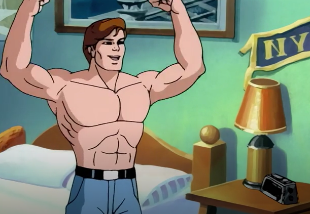 Brainborked's tweet photo. @thkeep1 @thollandrchives This was he looked like in the 94 cartoon

He was jacked af tho https://t.co/fJsNBX4DWZ
