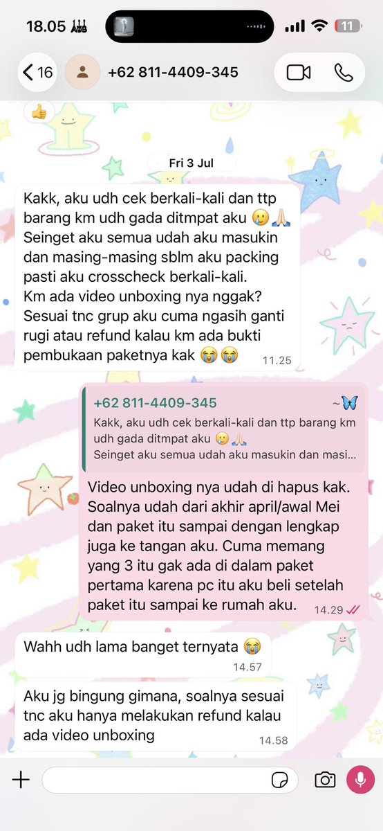 971219SS's tweet photo. dan yang bersangkutan tdk mau me refund karena alasanya tdk ada video unboxing sesuai tnc padahal di GO dia gak ada mencantumkan tnc sama sekali mengenai refund scam atau apapun soal jajanan
bisa “nonton” konser IYF sampe ke US 🤭 giliran refund duit 120k aja kok sulit sih? @americanosoulll ehhh tapi nonton beneran apa halu doang nih 🫣