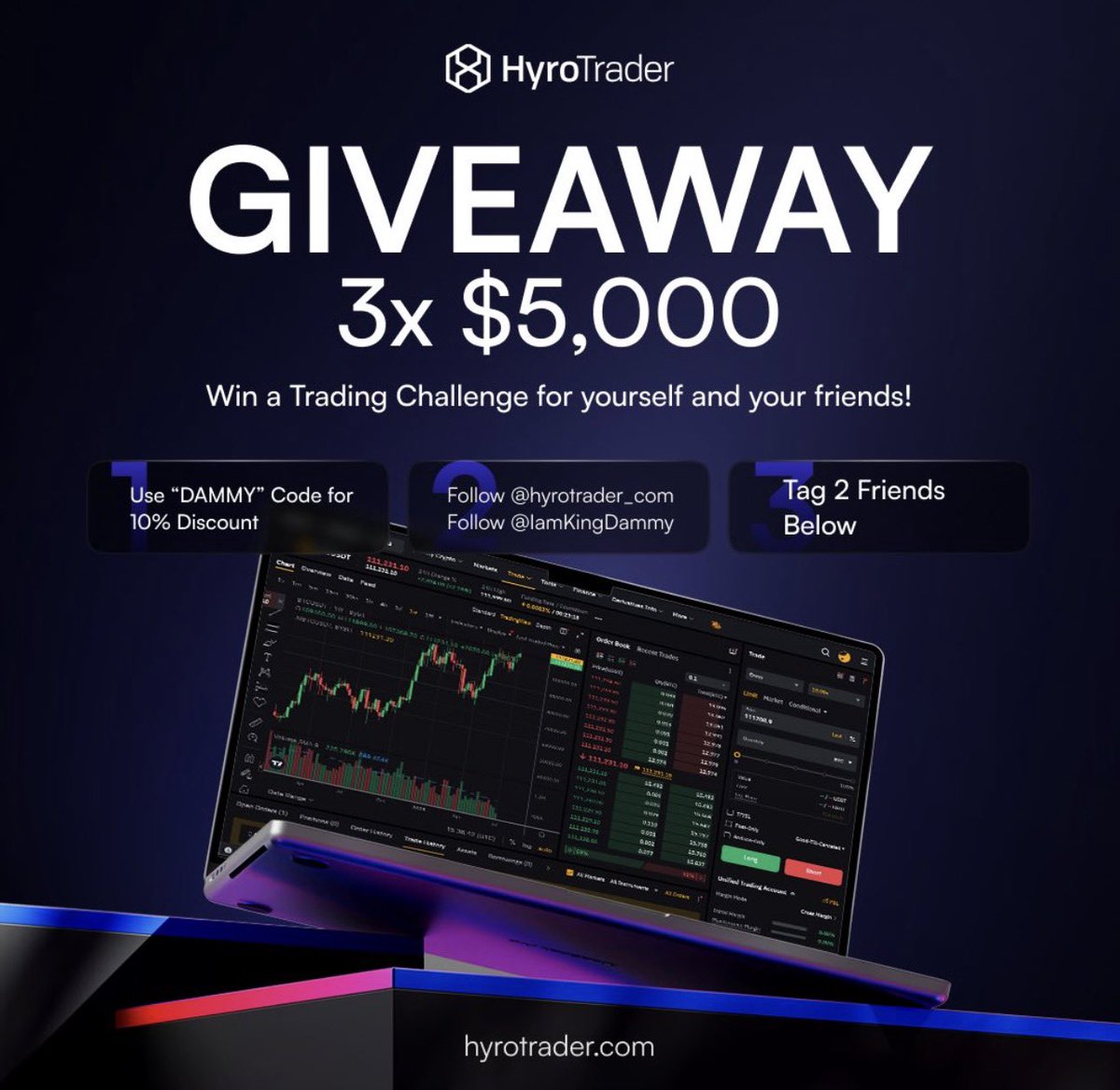 IamKingDammy's tweet photo. Giveaway Alert!🚨 

@hyrotrader_com and @IamKingDammy is giving out three crypto prop firm accounts from https://t.co/lZOPTAf58P

How to position:

1. Follow @hyrotrader_com and turn on post notifications 

2. Follow @IamKingDammy and turn on post notifications

3. Follow @CryptofxOG and turn on post notifications 

Like, repost and Tag 2 friends in the Comment with your screenshots after following everyone above.