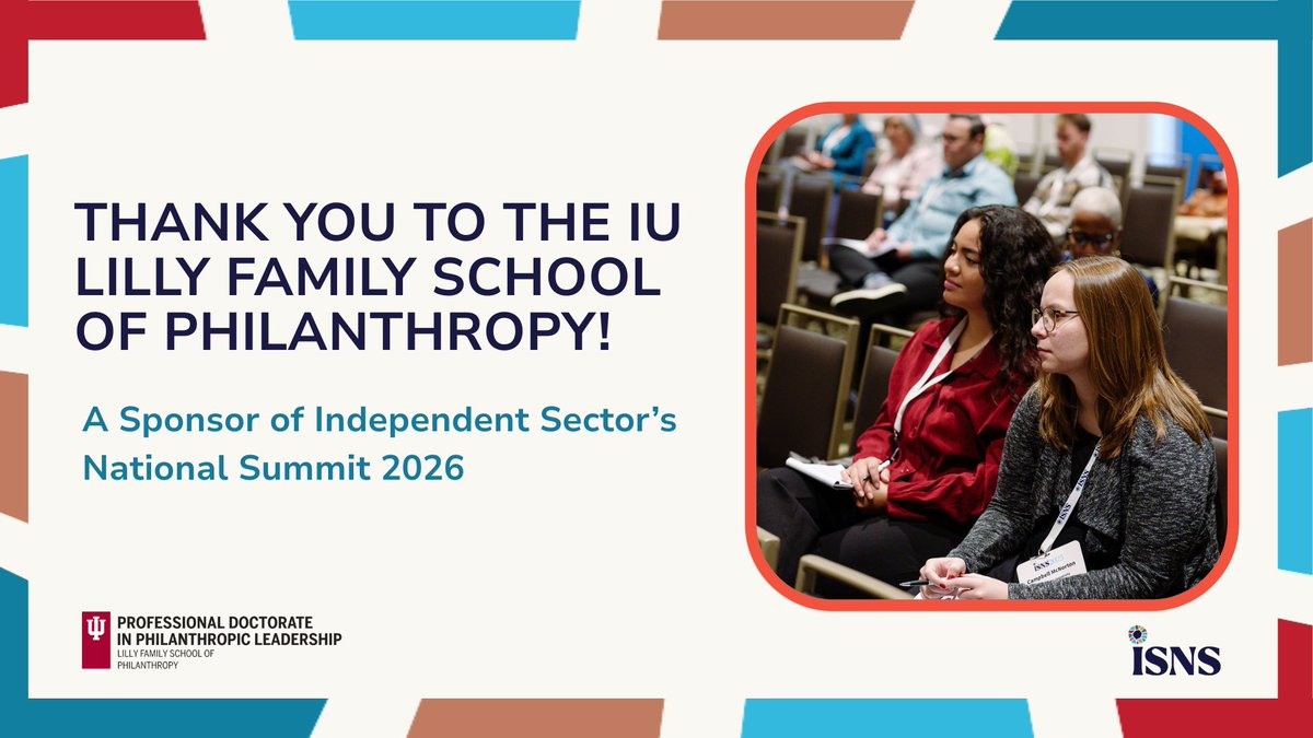 IndSector's tweet photo. Thank you to @IUPhilanthropy for sponsoring Independent Sector's National Summit 2026!
 
The Professional Doctorate in Philanthropic Leadership (PhilD) at Indiana University Lilly Family School of Philanthropy is designed for experienced nonprofit and philanthropic professionals who seek to deepen their leadership, sharpen their research skills, and drive meaningful change in the field. Applications for the 2027 PhilD Cohort open September 1, 2026.
 
Learn more about how this unique professional doctorate can advance your impact in the philanthropic sector. https://t.co/bPsEfjXqUQ
 
Join philanthropies and nonprofits at Independent Sector's National Summit this October: https://t.co/NdfNr7wTIB