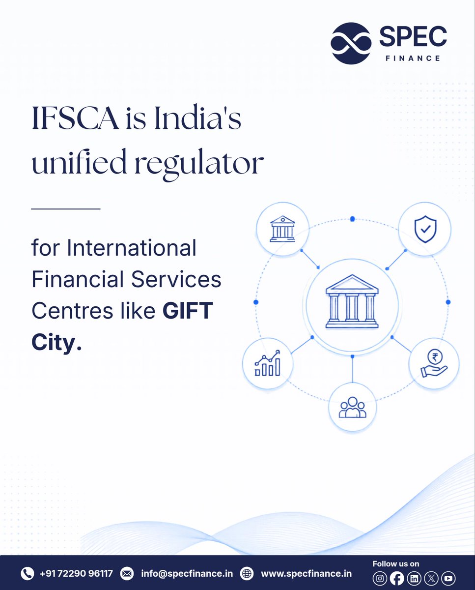 specfinancegfty's tweet photo. What is IFSCA? 

India's unified regulator for GIFT City one rulebook across banking, capital markets, insurance &amp; funds. 

It's what makes GIFT City globally competitive. https://t.co/LJhTrcCHYV
