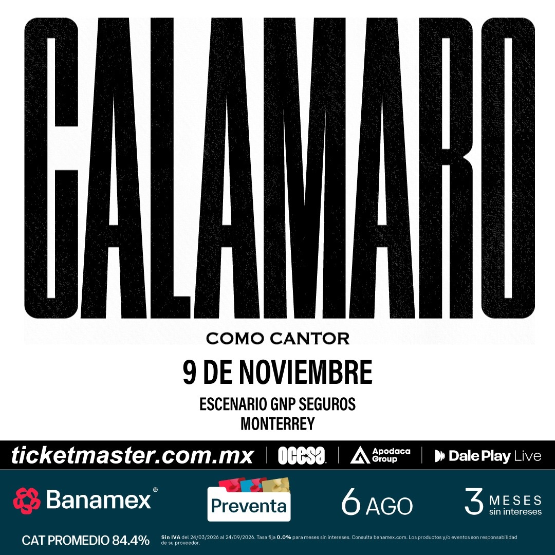 sonataregiaint's tweet photo. ANANDRÉS CALAMARO!!! Oraleeee
El ícono indiscutible del rock en español y el poeta más prolífico del tintero hispanoamericano, regresa a Monterrey 📷
📷 9 de noviembre 2026
📷 Preventa Banamex: 6 de agosto
📷 Venta General: 7 de agosto
📷 Ticketmaster https://t.co/qqgsTgF6Y5