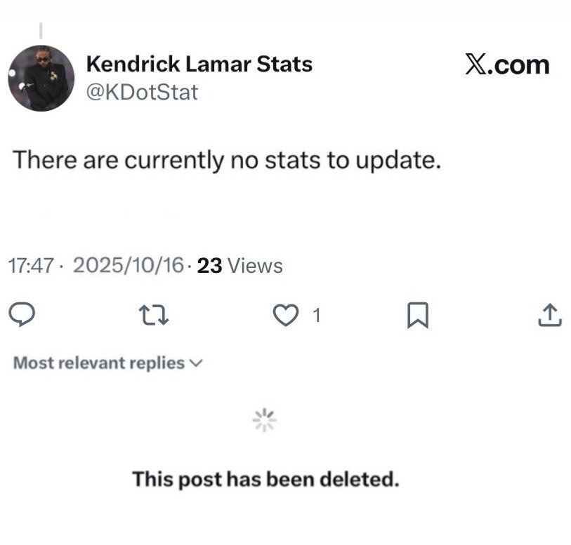Punterich's tweet photo. of course there is nothing to update as usual and that's why a Kendrick Lamar stats account is posting about Drake 🤣🤣🤣 https://t.co/EEVGAEGlVi