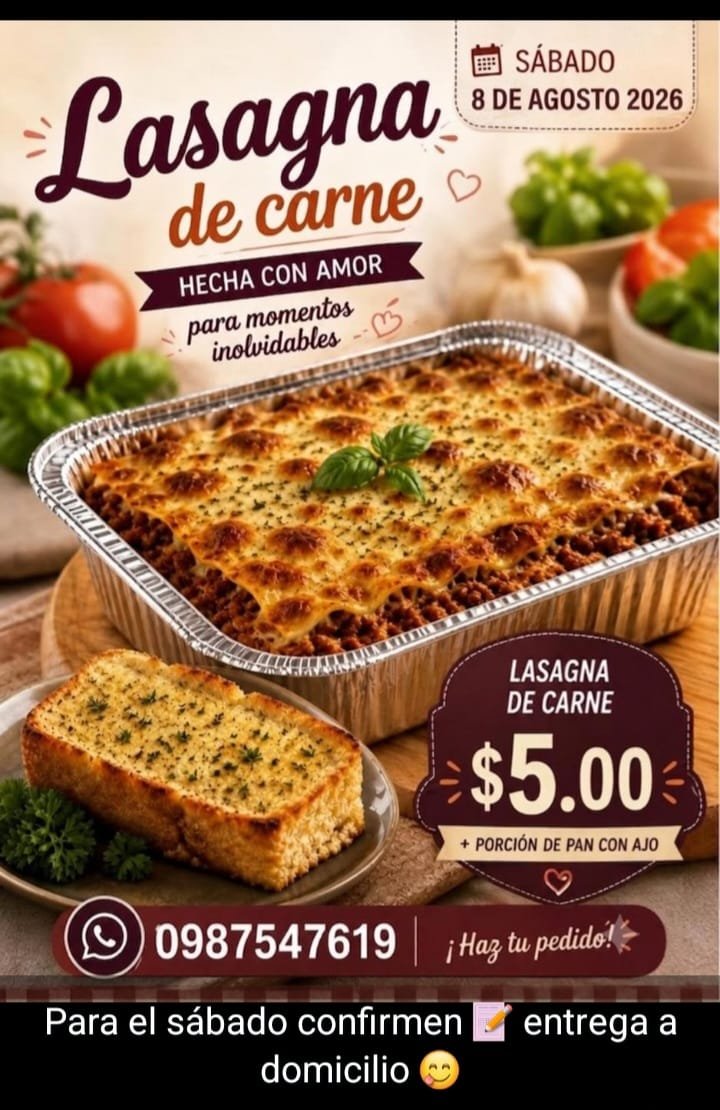 orense's tweet photo. #LasagnaDeCarne para este sábado. #HazTuPedido https://t.co/fipNiO83Xx