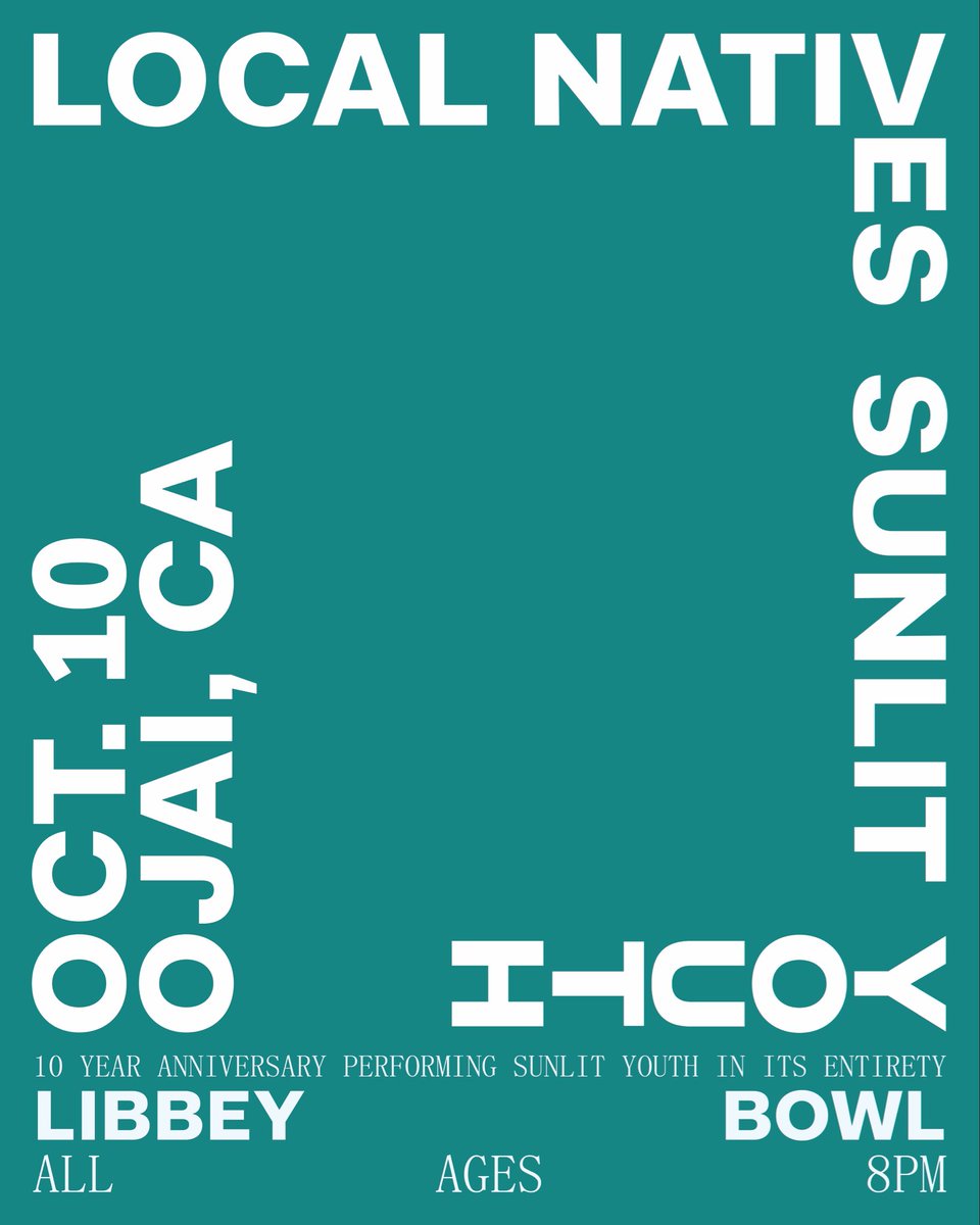 localnatives's tweet photo. We will be performing Sunlit Youth in it's entirety live to celebrate it's 10 year anniversary. October 10. Ojai, CA. Libbey Bowl.

This is a destination event with many options to join us for special events around the Libbey Bowl performance (to be announced). https://t.co/3NQY2JH9aM