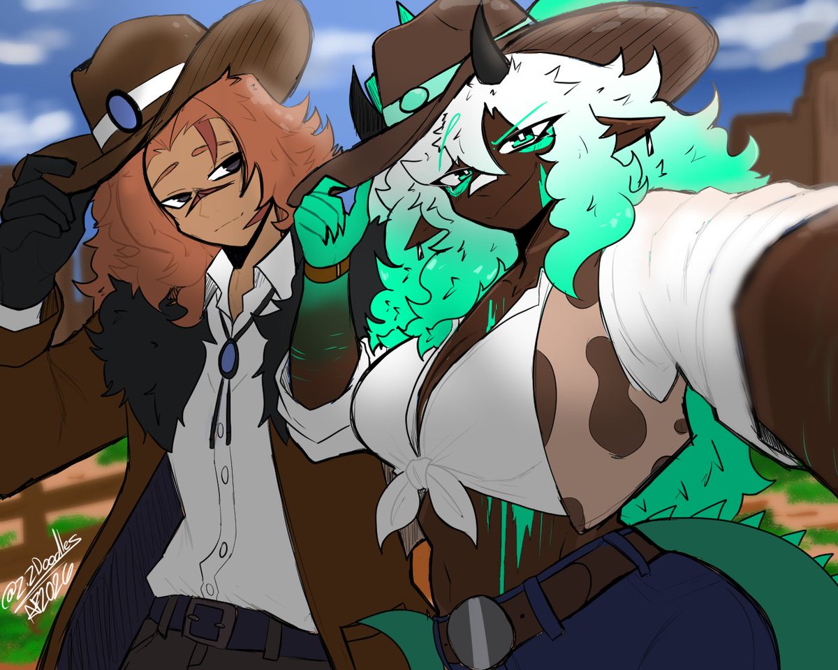 ZiZiDoodles's tweet photo. For Old Time's Sake - Revenge for @Art_Dynosaur ft. My OC Seer (Right)
#artfight2026 #dndart https://t.co/PQCiNNpHGo