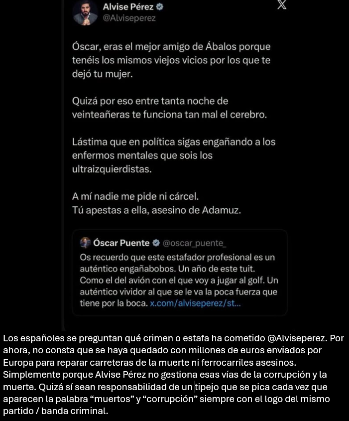 jjsanes's tweet photo. Lo que piensan millones de españoles sobre @Alviseperez https://t.co/6AUEY0AylC