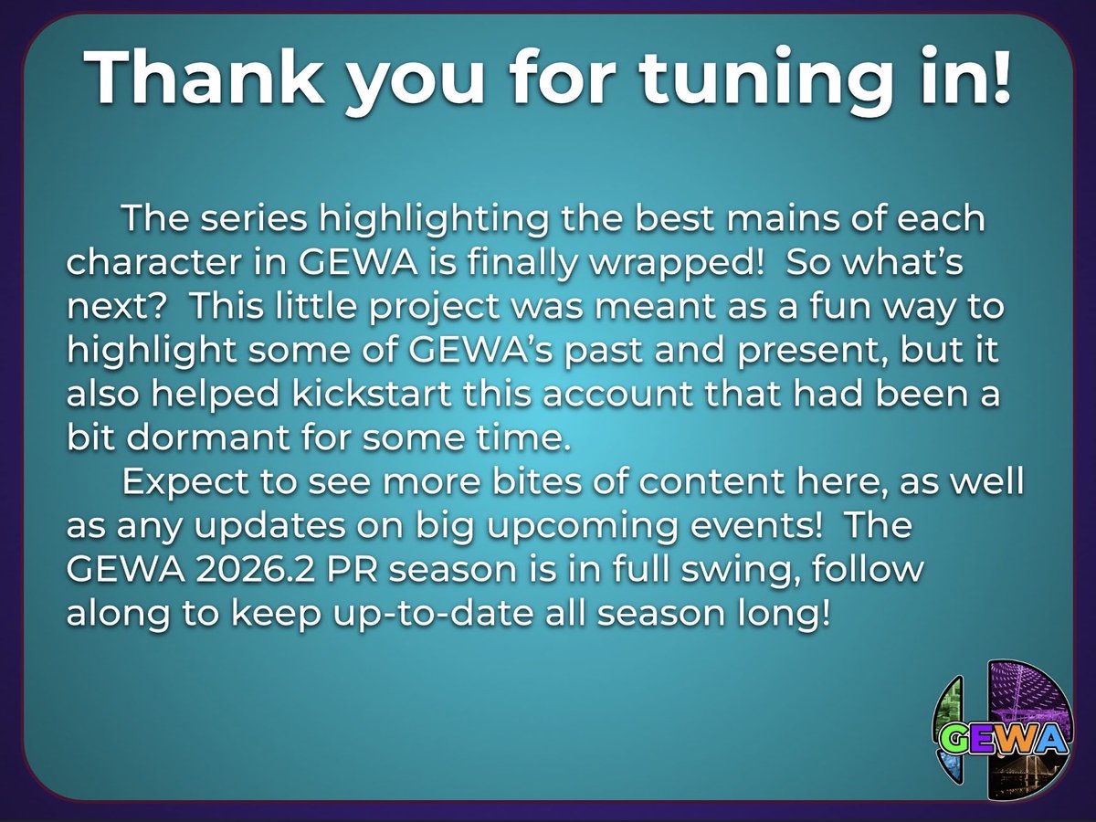 GEWASmash's tweet photo. That’s a wrap on the Best of GEWA series! https://t.co/bgLmENilGA