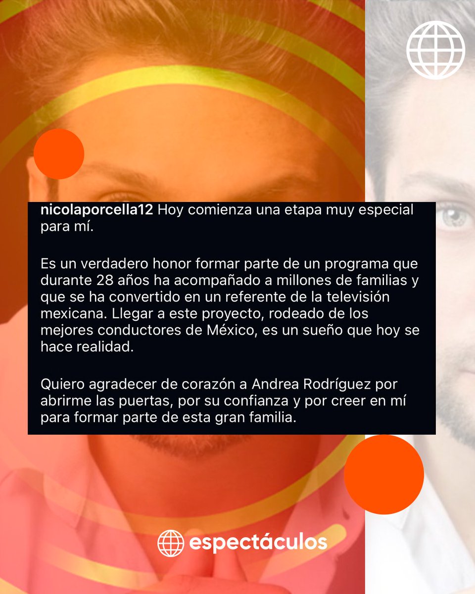 AEspectaculos's tweet photo. #AméricaEspectáculos 🎉👏 ¡NUEVO RETO! Nicola Porcella está más que feliz tras convertirse en el nuevo conductor del programa mexicano Hoy. 🇲🇽✨ https://t.co/IhGKb2loYw