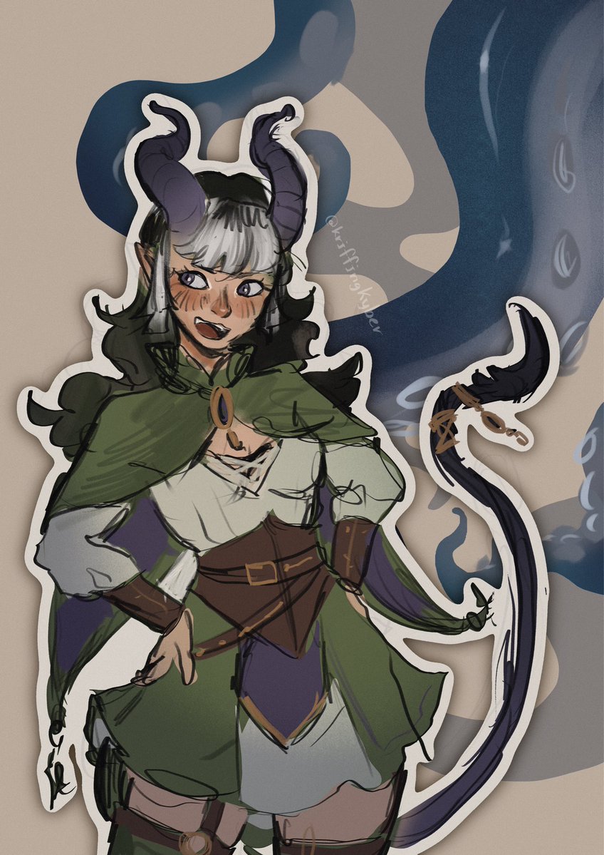 kriffingkyber's tweet photo. Hehe wip of my tiefling girl… two points to whoever can guess her class hehe…
#dnd #dndart https://t.co/EUVUui4TL9