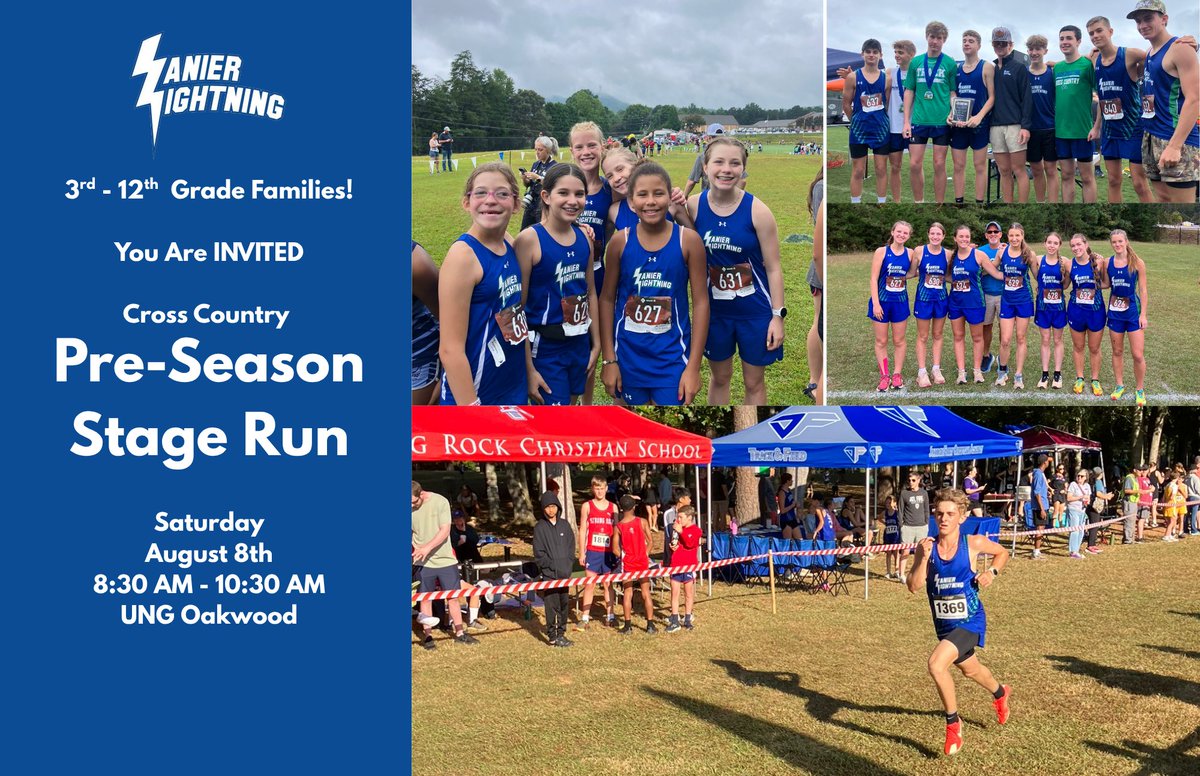 LCA_XCLightning's tweet photo. Preseason Cross Country Stage Run
Saturday, August 8 | 8:30–10:30 a.m.
UNG Oakwood Campus @LCA_Christian Come see what LCA Cross Country is all about! Students in 3rd–12th grade are invited to join us for our preseason Stage Run. https://t.co/R1aNIy832T