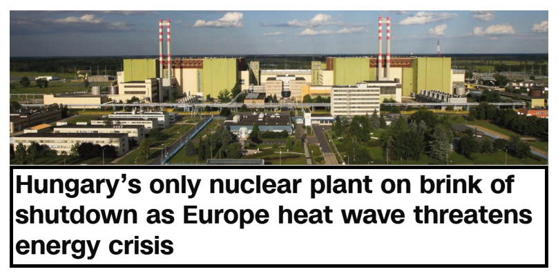 bennel62's tweet photo. #Hotenoughforya Too hot as far as #Hungaryโs only nuclear power plant is concerned! #extremeweather #climatecrisis https://t.co/KA1xCKoDnc https://t.co/p8afQH1Wku