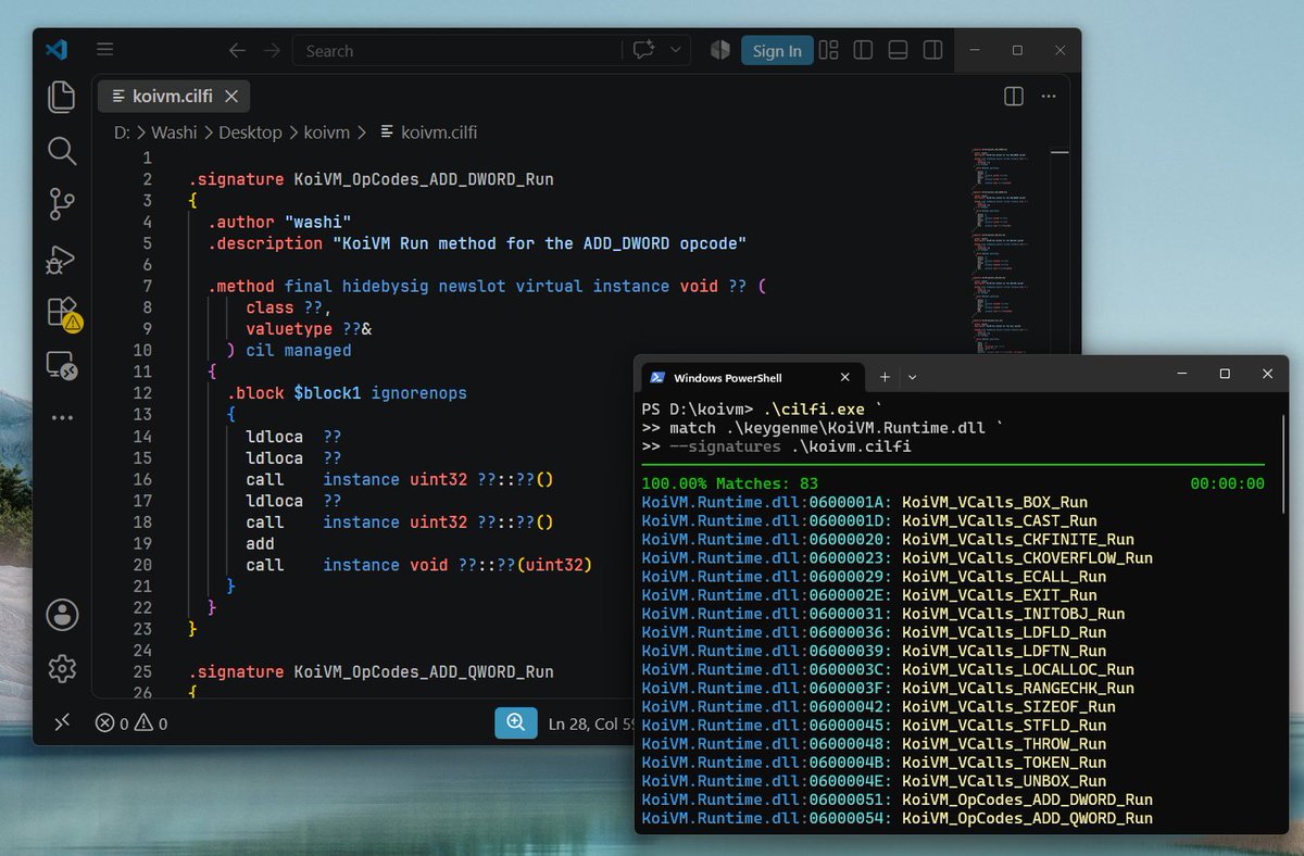 washi_dev's tweet photo. I hate writing pattern-matching code for function identification in my .NET #deobfuscator and config extractor. So I built a tool to help me out with it.
Meet CILFI: A function identification tool for .NET binaries:
👉https://t.co/AhH0OFao55
#dotnet #reversing #malware #ioc https://t.co/FHa3WNprtS