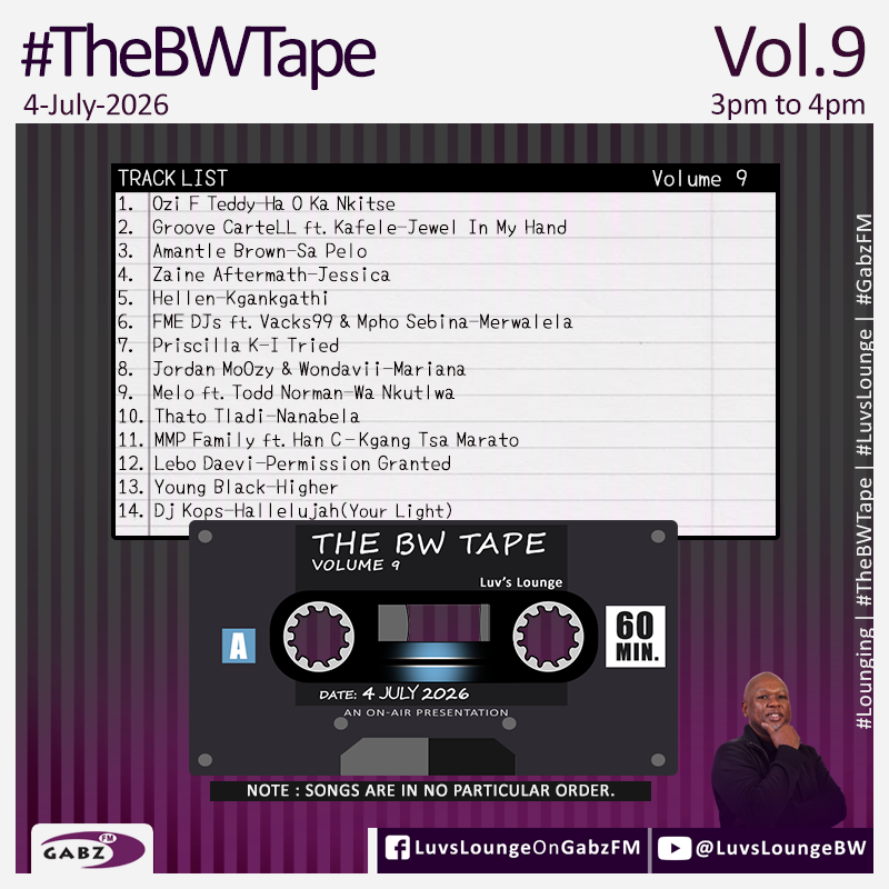 kaone_bw's tweet photo. #LuvsLounge ��🇼 #TheBWTape Vol. 9

@Ozifteddy
@GrooveCarteLL
@amantlebrown
Zaine Aftermath
Hellen
@fme_djs
@priscilla_500
@jordanmoozy 
@wondavii
Melo
Thato Tladi 
@MMPFamily
Lebo Daevi
Young Black
@djkopsBw

@Gabz_FM https://t.co/o1CBSckO3S