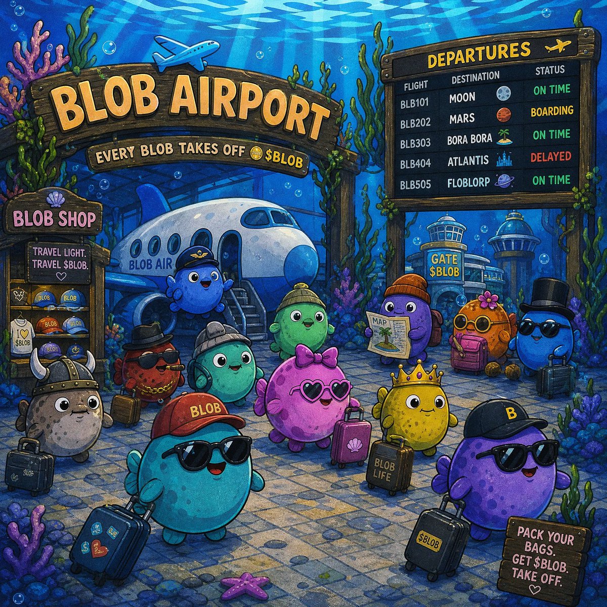 BlobaETH's tweet photo. When the charts are green and your bags are packed 💼💰

That feeling when you're boarding the 'Retirement Tour - Worldwide' flight on BLOB Air ✈️🌎

Only $BLOB holders get this kind of VIP treatment

Where's your first post-BLOB destination? ✈️
Drop your dream getaway + your EVM below 👇