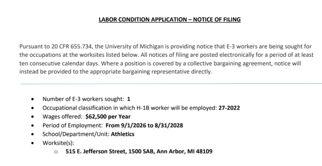 chrisbrunet's tweet photo. The University of Michigan (@UMich) just filed a notice of intent to hire an H-1B Women's Assistant Golf Coach

Salary: $62,500

No American golfer was qualified for this job https://t.co/zy52J3DhhD