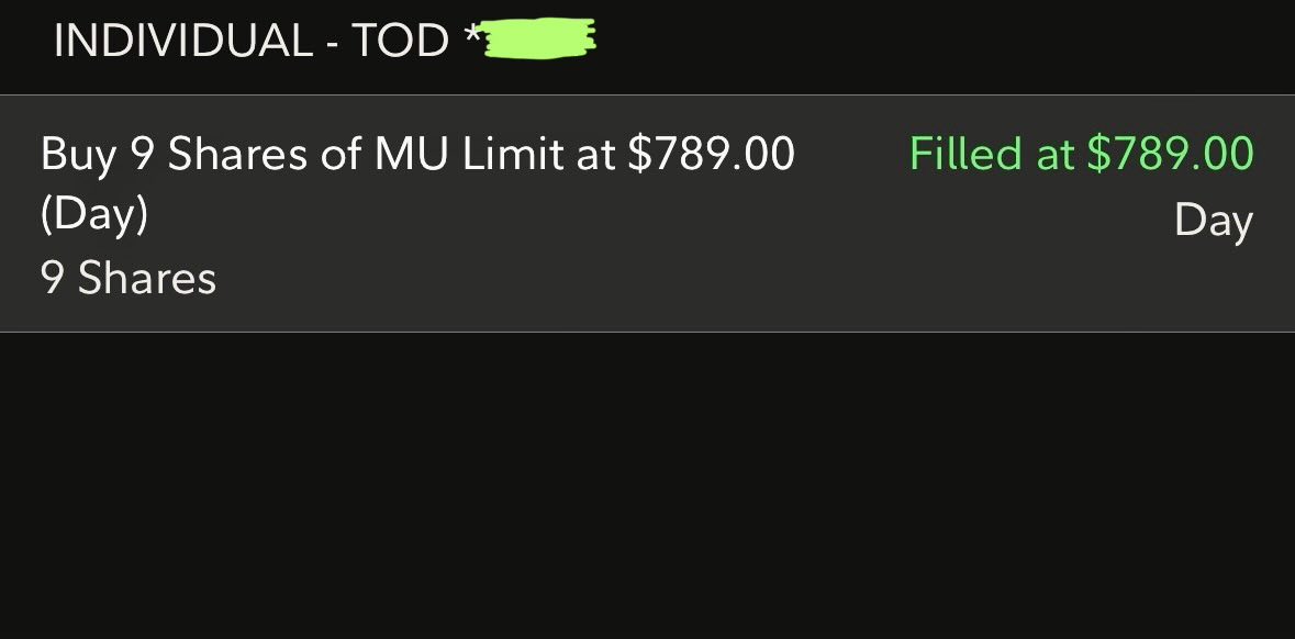 jhanndizon's tweet photo. Investing is a non negotiable commitment ✅  Today’s investment was  $MU  at 789. https://t.co/WuiWZ2g2qp