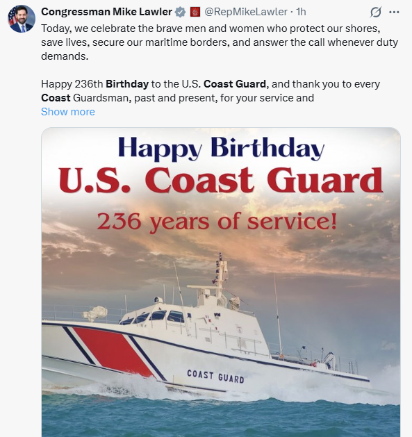 beverstine's tweet photo. Using a Turkish boat to celebrate the US Coast Guard's birthday.

A favorite tradition here on x dot com https://t.co/cF4x2GXrBv