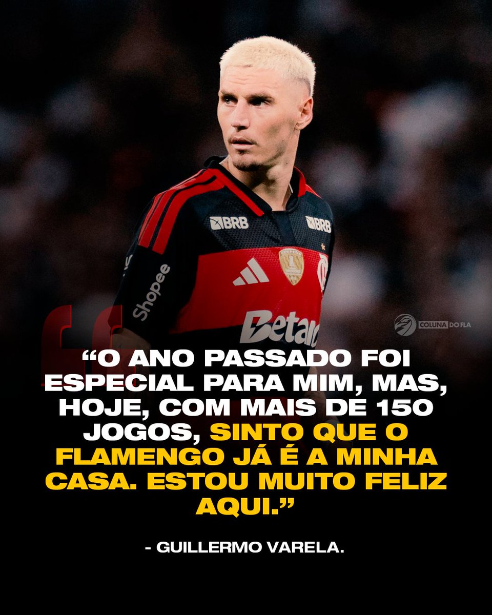 ColunadoFla's tweet photo. 🗣️ "Estou muito contente. Foram quatro anos de muito aprendizado, quatro anos em que aproveitei muito cada temporada. O ano passado foi um pouco especial para mim, mas, hoje, com mais de 150 jogos, sinto que o Flamengo já é a minha casa. Estou muito feliz aqui."

🎙️ Varela, sobre completar 4 anos no Flamengo.