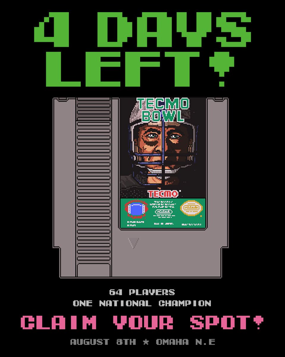 TecmoBowlLeague's tweet photo. KICKING OFF THIS SATURDAY!! 🏆🕹️🏈

11TH ANNUAL TECMO BOWL NATIONAL CHAMPIONSHIPS sponsored by @312SportsCards1 

CLAIM YOUR SPOT AT https://t.co/ZbONM44PgF https://t.co/npxEm5BQ9k