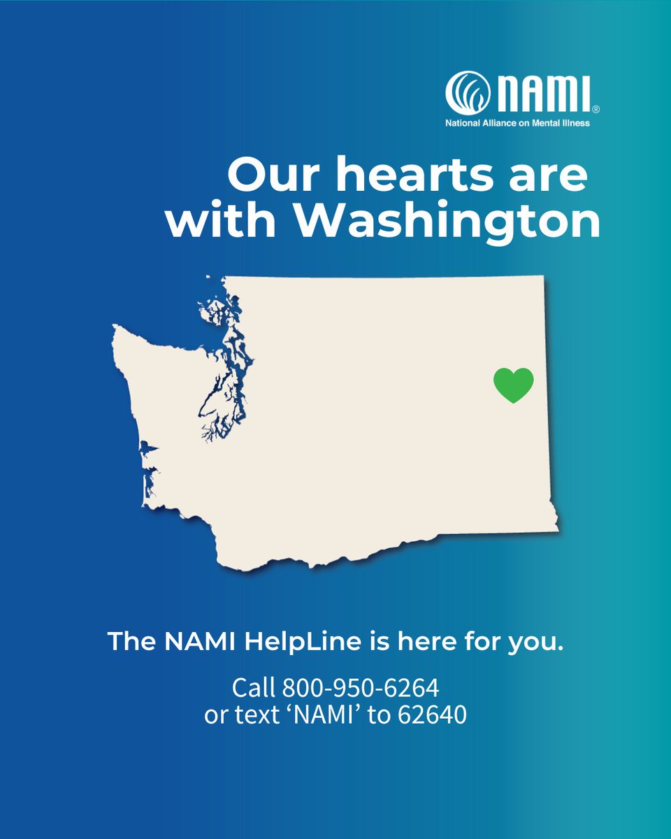 NAMICommunicate's tweet photo. Our hearts are with everyone affected by the wildfires in Spokane, Washington. Support is available: https://t.co/sXdi2P4Ln8

NAMI HelpLine: 800-950-6264
Text “NAMI” to 62640 or visit https://t.co/W8cPtWiAht
For immediate crisis support, call or text 988 (24/7) @988Lifeline https://t.co/Cw4AfIrTOP