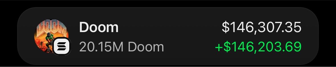 tokenflow1's tweet photo. $146k in the bag with my entry on $Doom in my private Tg. https://t.co/Pvc4QLExvg