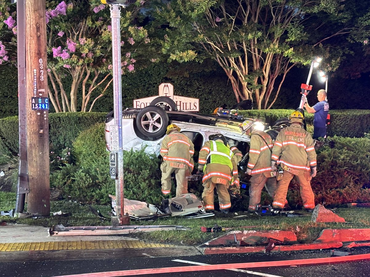 TheDMVLive's tweet photo. A man is dead after the juvenile driver of a stolen car full of seven kids crashed into him in Montgomery County, Maryland 🚨 

Montgomery County Police and Fire & Rescue were called out at around 5:30am to Great Seneca Highway and Clopper Road in Germantown for a crash with fire and entrapment.

The driver of a Toyota Matrix, who has yet to be identified, was struck by the driver of a white Kia Optima, which had seven kids inside between the ages of twelve and fifteen. The adult male driver was pronounced dead on scene.

The Kia had been stolen from a residence in Montgomery County just hours before the fatal crash. The juvenile suspect, (not old enough to even have a learners permit or drivers license) who had been driving the stolen Kia, was taken to the hospital in critical but stable condition. Six other juveniles were taken to the hospital in various conditions— none considered life-threatening. 

It was also determined that the driver of the stolen Kia had been driving recklessly beforehand, nearly causing a separate collision.

Montgomery County Police’s Crash Reconstruction Unit (CRU) continues to investigate the crash.

📸: Montgomery County Fire & Rescue Services