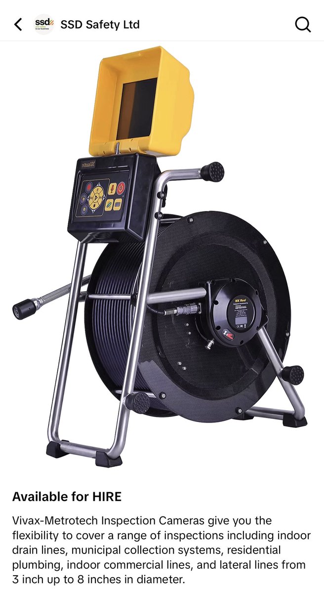 SSDSafetyLtd's tweet photo. Available for HIRE

Vivax-Metrotech Inspection Cameras give you the flexibility to cover a range of inspections including indoor drain lines, municipal collection systems, residential plumbing, indoor commercial lines, and lateral lines from 3 inch up to 8 inches in diameter. https://t.co/QZOsaGQLfZ