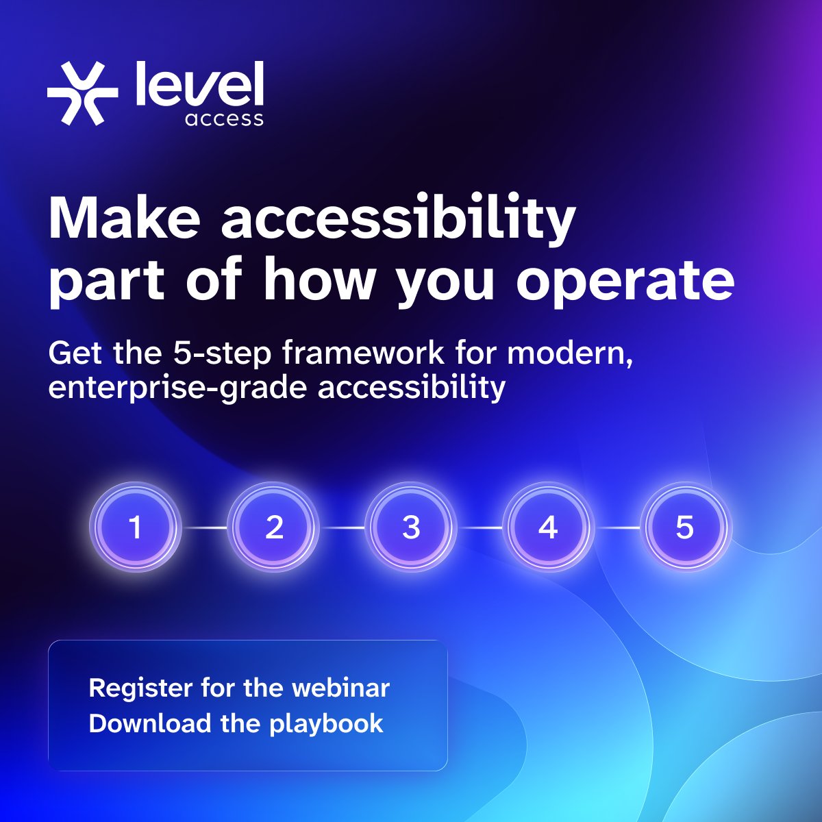 LevelAccessA11y's tweet photo. How do you build accessibility into your operating model? 

Get a framework for connecting standards, decisions, and delivery workflows in the evolving digital landscape. 
 
📅 Webinar: https://t.co/A0JZXZDuQp 
📘 Playbook: https://t.co/pbYn6pNMAk https://t.co/KUDshJXB2P