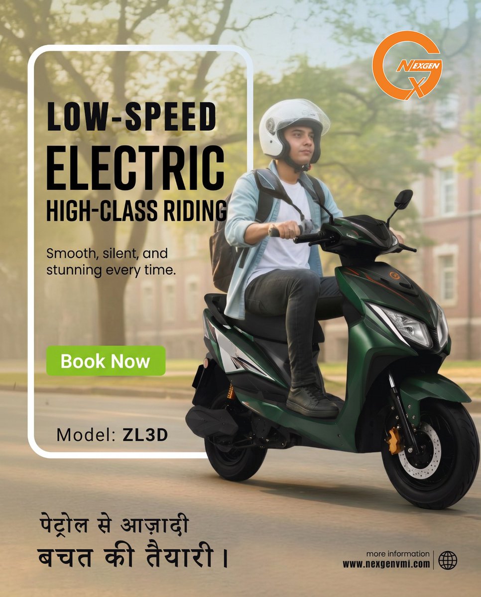 nexgenvmi's tweet photo. Ride Smart. Ride Electric. 🛵
Experience the perfect blend of style, comfort, and efficiency with the NexGen ZL3D. Enjoy silent rides, low running costs, and a premium riding experience—every single day.

🚀 पेट्रोल से आज़ादी, बचत की तैयारी

📞 +91 8882076436 https://t.co/nNrhY7RCuH