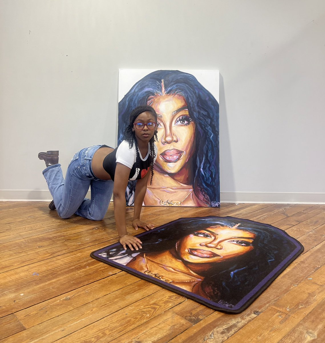padrealonso's tweet photo. I made a rug of my painting https://t.co/RnyVLCCiFP
