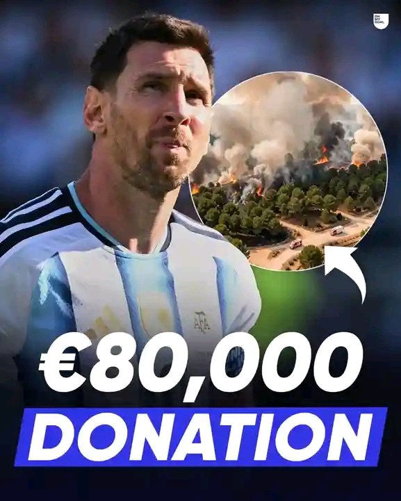 marshal7art's tweet photo. 🔝Leo Messi Donates €80,000 to Aid Recovery in Fire-Damaged Sierra Oeste 🇪🇸

Lionel Messi has pledged €80,000 to support reconstruction efforts in Madrid’s Sierra Oeste region following devastating wildfires that swept through local woodlands, destroying thousands of hectares and damaging community infrastructure. 🤍

Expressing deep appreciation for the gesture, Isabel Díaz Ayuso, President of the Community of Madrid, publicly thanked the football star for stepping up during the area's recovery process.

She noted that the people of Madrid are eager to welcome Messi in person soon to give him the warm applause and recognition he deserves.