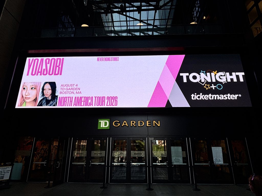 YOASOBI_staff's tweet photo. YOASOBI NORTH AMERICA TOUR 2026 
“NEVER ENDING STORIES” 
───────────
🗓️ AUG. 4TH 
📍 Boston: TD GARDEN
─────────── https://t.co/RyLmSZk7bD