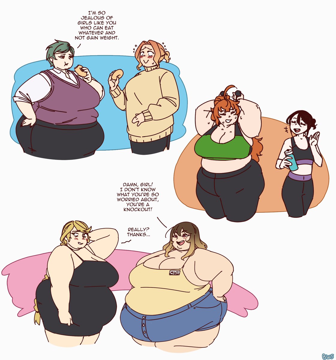 Better_w_salt's tweet photo. I wanted to explore some crossovers! It was a lot of fun figuring out how the girls would talk to each other and I’ve got some ideas for others I could do in the future so let me know if you guys would like to see more!

P.S. The Brie/Kate one is canon https://t.co/V4b5t6bACN