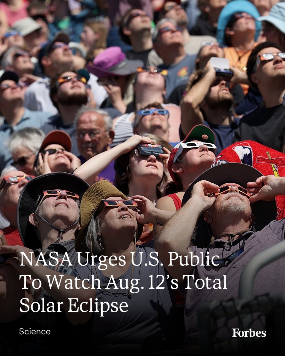 Forbes's tweet photo. NASA has released a powerful new trailer and livestream plans for the Aug. 12 total solar eclipse that underscore the emotion and science of totality. Learn more: https://t.co/h8xg7QoAxF (Photo: Scott Olson via Getty Images) https://t.co/MDB8TJFiKa