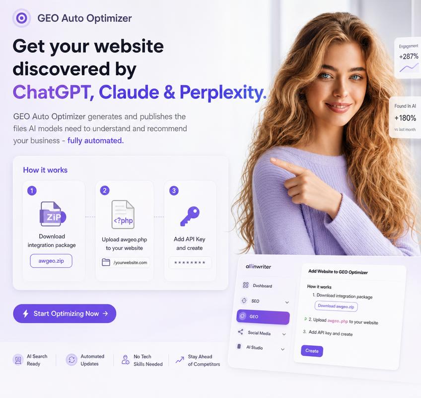 AllinWriter's tweet photo. 🚀 SEO helps people find you on Google. GEO helps AI recommend you. Search is splitting into two worlds: ranked links and conversational answers. If you miss either one, you lose real visibility.

https://t.co/cNty4iZXxn 🌐

#SEO #GEO #AISearch #DigitalMarketing #SearchVisibility https://t.co/hk9Mc6NhbZ