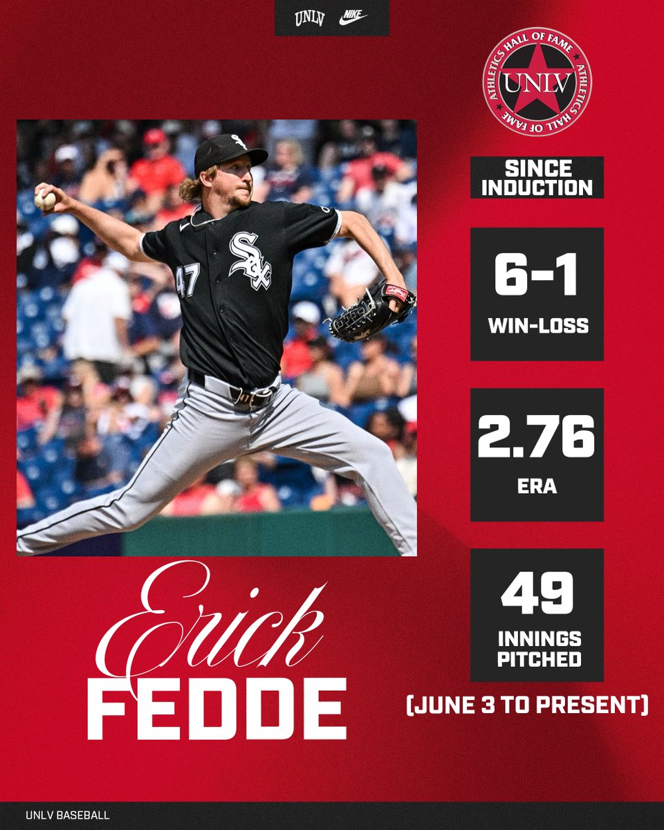 unlvbaseball's tweet photo. Erick Fedde has put up solid numbers since being voted to the 17th UNLV Athletics Hall Of Fame Class‼️

#BEaREBEL https://t.co/Xbgy6pmQYp