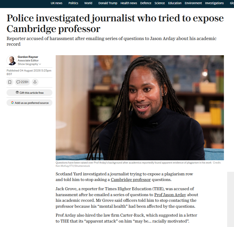 NeilDotObrien's tweet photo. Cambridge's reputation is getting shredded every day - to defend a fraud and a bully https://t.co/OnmLd9o9zK