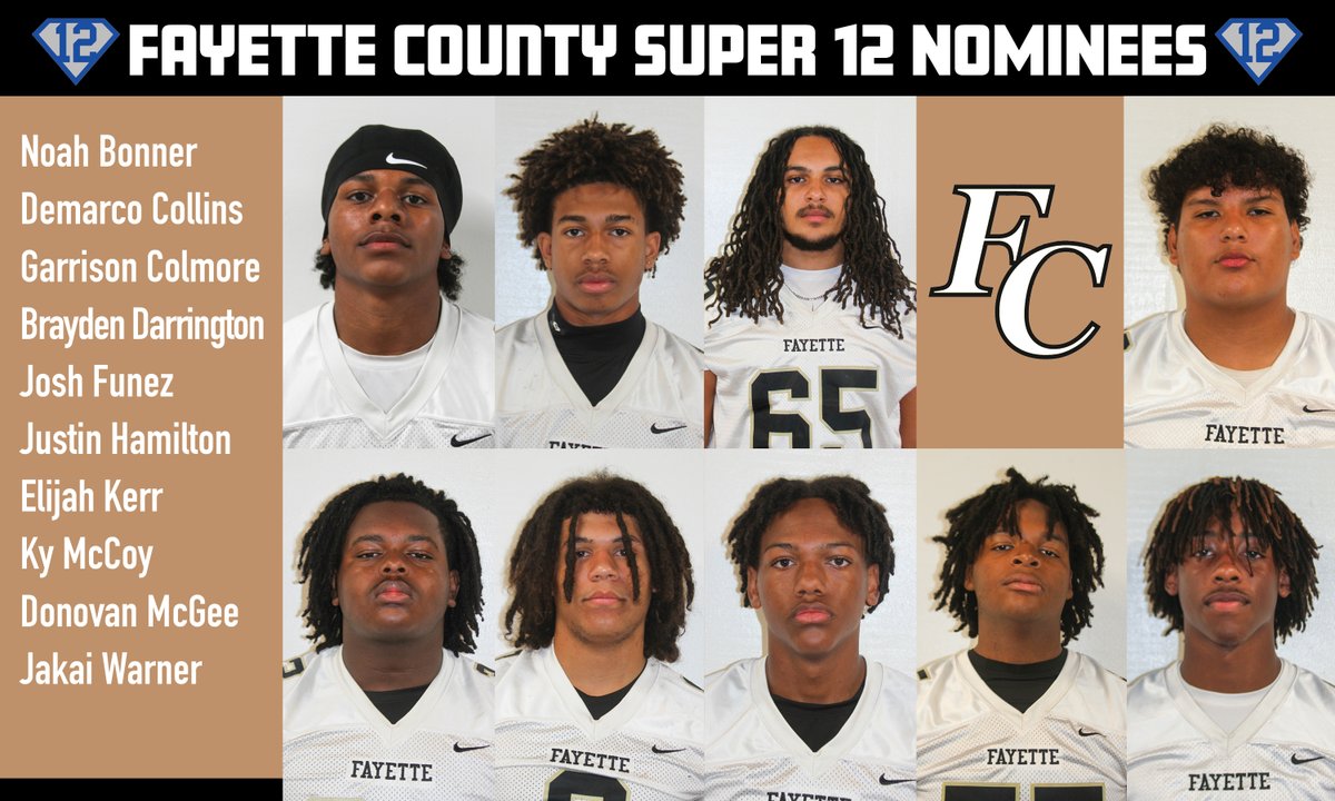FayetteSports's tweet photo. Football season is fast approaching. Meet Fayette County High's 2026 Super 12 nominees. The Final 12 is coming soon. @FCHSTigers @FCHSTIGERSPORTS @asteele1914 https://t.co/fM1GSow4On