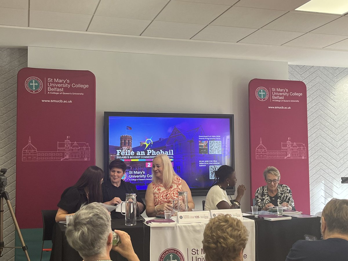 BirdyBooky's tweet photo. One of these girls is doing his own thing. @FeileBelfast cancelled women who wanted to talk about sex-based rights, to favour men like this one. I know he’s hard to spot there. He’s the one in the centre, naturally. 
This man who calls himself Karen, everyone in the south of Ireland will be interested to know, has some very stark words for us. Elective cosmetic surgery for men like him is not being prioritised enough in the Republic. I know a child died last year while on a waiting list for his essential surgery, but really, Karen here thinks our health service should have other priorities. Karen and men like him need their own pair of tits to play with. 

Interestingly, the new CEO of the @NWCI stands full square behind this Karen lad, she says. She feels that there’s too much focus, in terms of funding and interest in women’s healthcare, on endometriosis at the moment, and not enough on trans healthcare. Now, she DID say that endometriosis IS important but just NOT important enough, ladies, to warrant the lack of concentration on elective cosmetic surgery and wrong sex hormones for the likes of Big Lad Karen. 

Remember this when next being asked for your vote, women. You are paying Corinne Hasson’s wages and she thinks that women’s  healthcare funding is too concentrated on a severe and debilitating illness that only affects women and should be more fairly re-distributed to fetishistic men’s knob-inversion needs. Remember this. Just like we all need to remember the women who pushed women and girls into Magdalene Laundries and mother and baby homes, these women who would silence, denounce and degrade other women need their names remembered forever. Remember that at this event, which was supposed to be about lesbian and bisexual women’s healthcare needs (we never got to the bottom of how they differ from every other woman’s healthcare needs) a young man in the audience (trying and failing to be a young woman) was allowed to refer to the cancellation of an actual women’s event organised by @ni_wrn in sneering terms,  and the head of the National Women’s Council of Ireland laughed along with him. This is where we are. Never forgive. Never forget.
