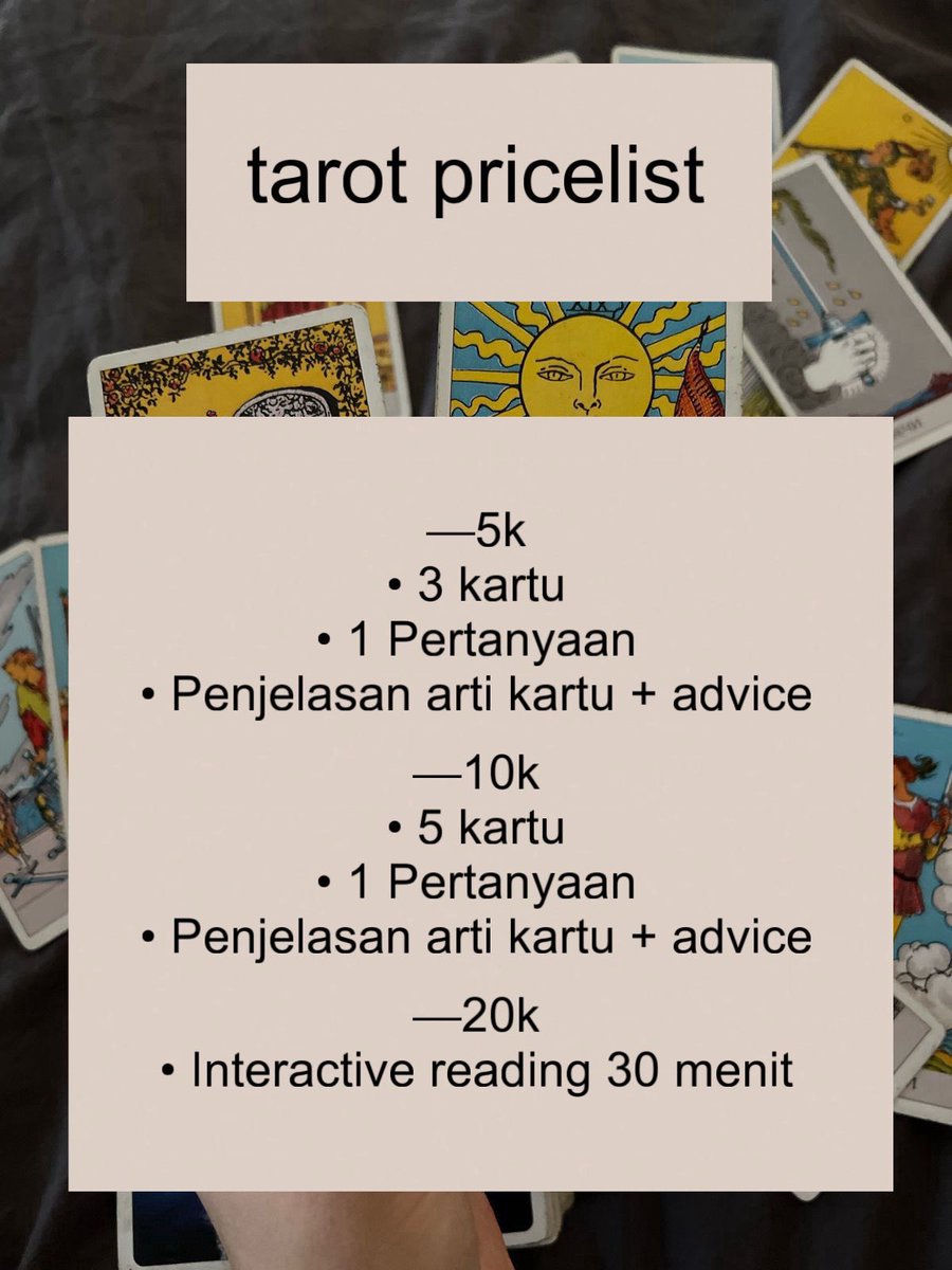 kietaroot's tweet photo. open tarot murah payment boleh diakhir order bisa lewat https://t.co/Z5ienk0PMH atau dm #zonauang #tarot https://t.co/q0xbdZaScM