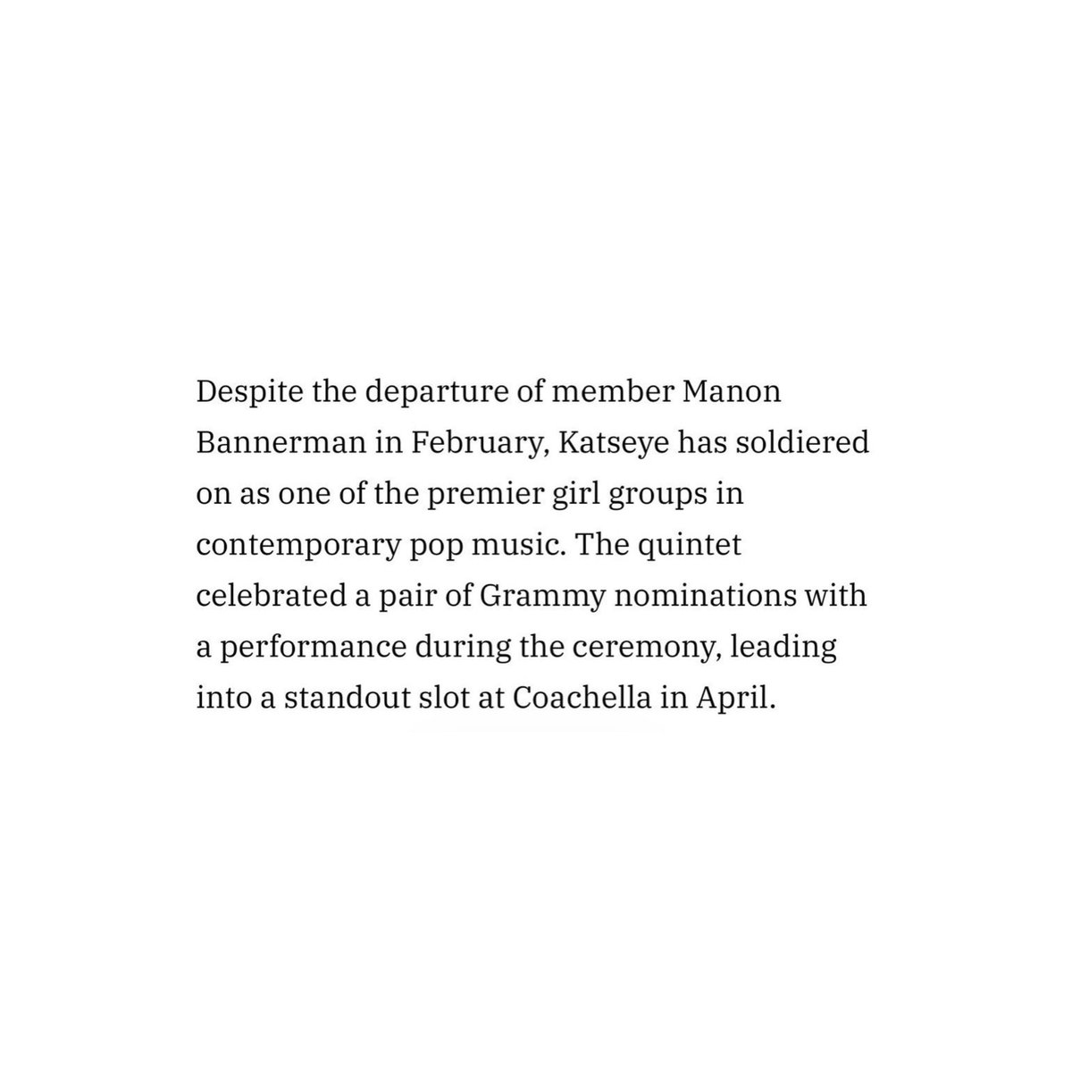 NewsKatseye's tweet photo. Hey, @Variety.

Highlighting KATSEYE as a 5 member group while speaking on the groups Grammy performance is very disrespectful considering Manon put in tons of hard work alongside all members of KATSEYE to earn her spot on that stage together.

Manon’s departure from the group has not been confirmed in any official capacity and reporting on rumors as if they are factual (with no backing evidence) is distasteful and unprofessional!

DO BETTER!