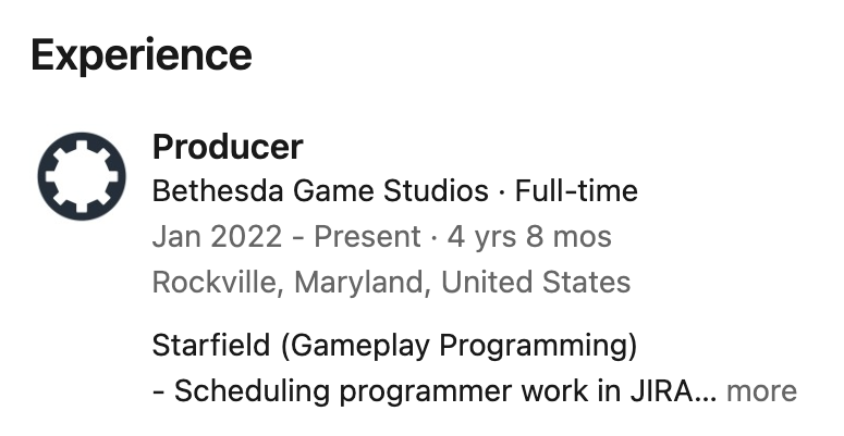 EndymionYT's tweet photo. >Dev in video: "We make great games people love!" 
>Looks at their LinkedIn
>None of Bethesda's good games involved them https://t.co/lTsIoOsnNx