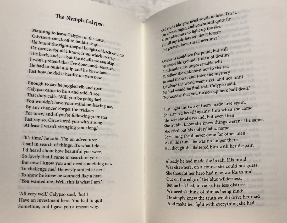 BurlHorniachek's tweet photo. Another Odyssey related poem, “The Nymph Calypso” by Clive James. From Collected Poems (Liveright, 2016). https://t.co/FyUvGveVxd