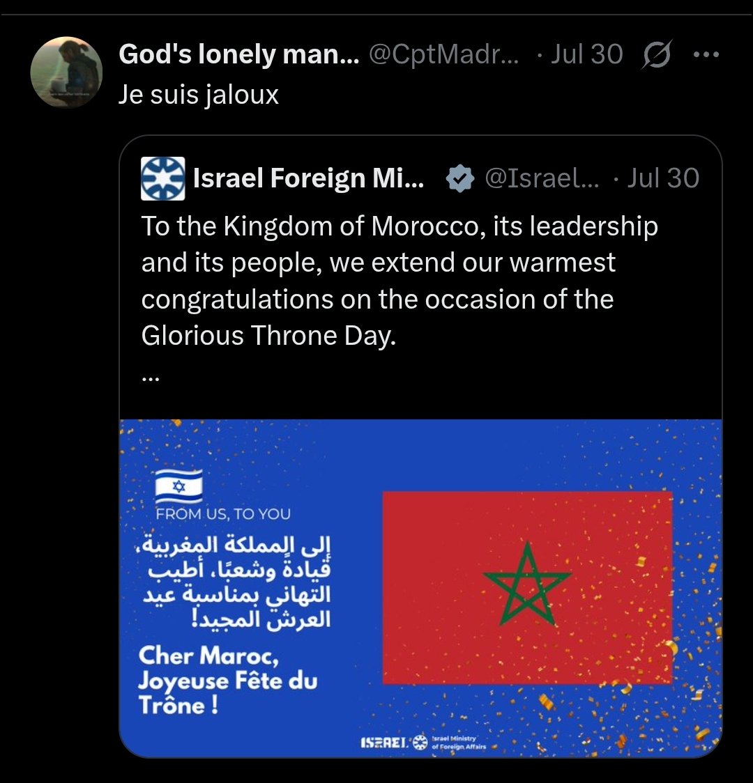 samysed40's tweet photo. @CptMadrega Depuis quand faut il résider pour pouvoir s'exprimer?
Je connais parfaitement mon pays contrairement à certains qui jalouse l'entité sioniste et ses colonies ... https://t.co/RMIt5QLvEH