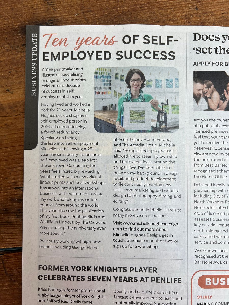 Design_York's tweet photo. Delighted to have an article in the business section of Your Local Link magazine about my 10-year business birthday.

#yourlocallink  #york #YorkArt #CreativeBusiness #Print https://t.co/bJfCUvYgye