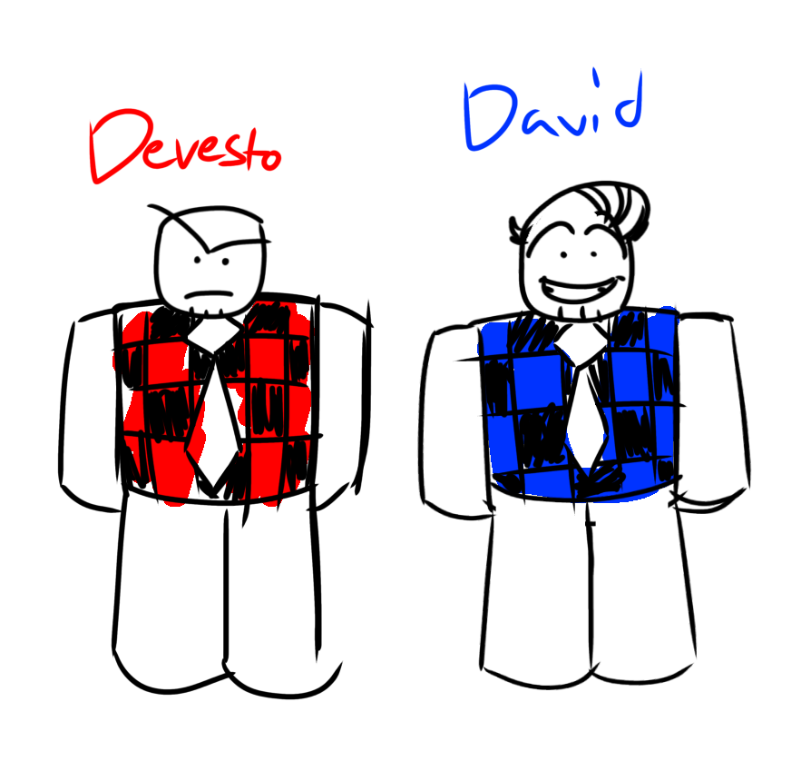 devestware's tweet photo. A while ago me and my friends came up with Devesto’s secret brother known as “David” who wears blue and has no unibrow

I hate him https://t.co/wRItDOcXci