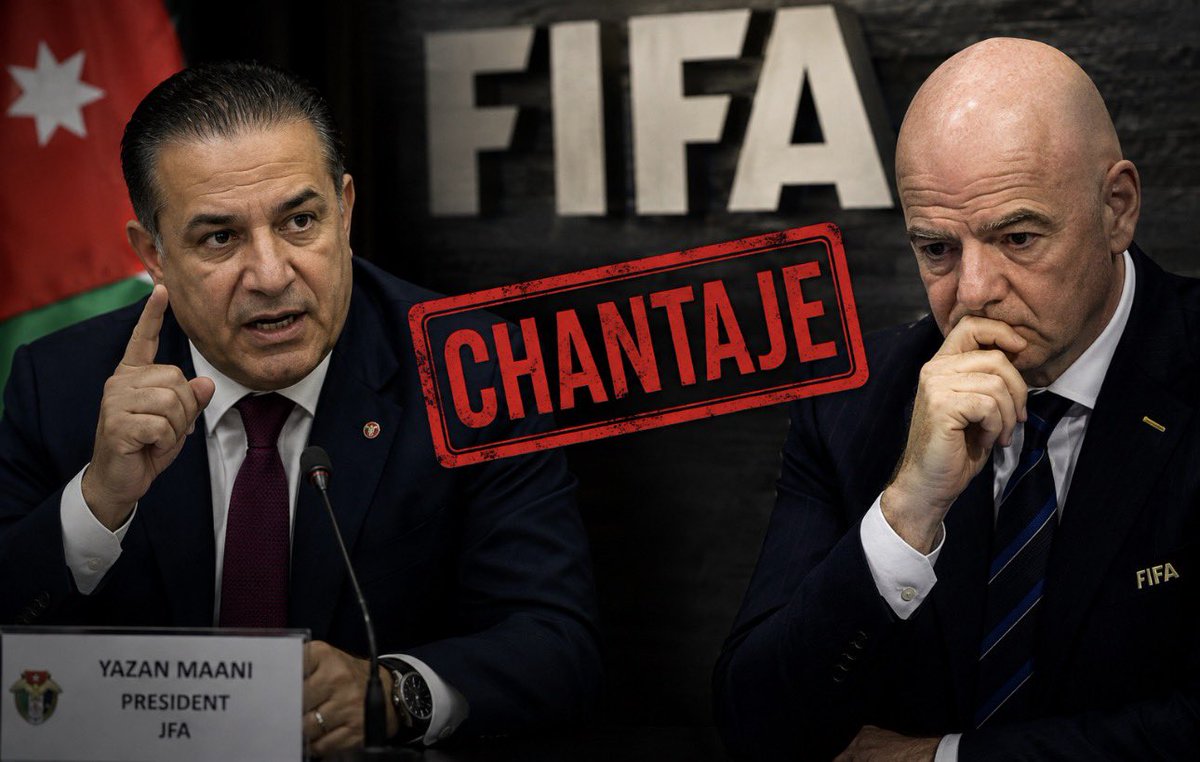 joserra_espn's tweet photo. UNO MÁS EN CONTRA DE INFANTINO

El presidente de la Federación de Jordania acusa a Infantino de chantaje: asegura que le hicieron saber que apoyar su reelección ayudaría a destrabar recursos para su federación.

“No lo apoyaremos. Nos negamos a ceder ante ese chantaje.” https://t.co/1bsL3jAhEF