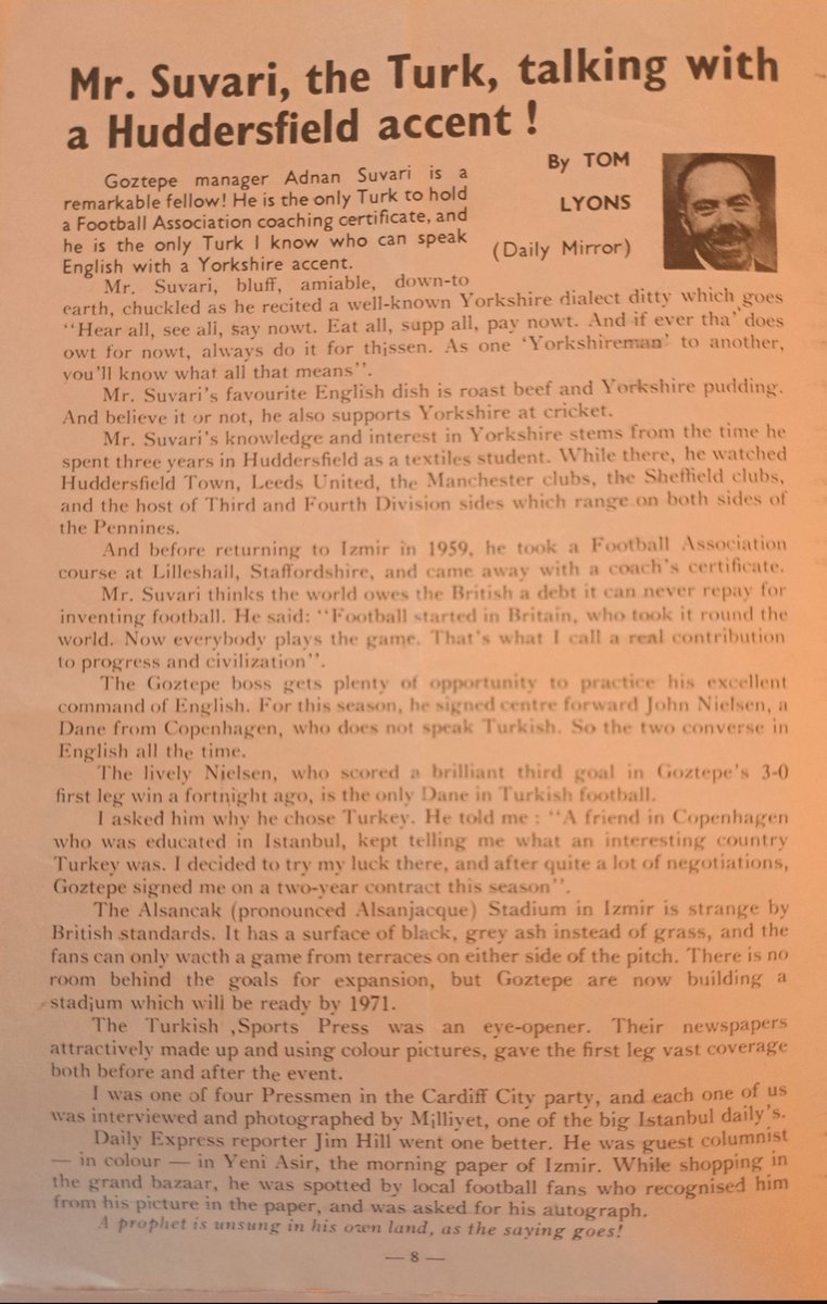 GozGozfans35's tweet photo. Ülkemizde total futbolun yani modern futbol anlayışının öncüsü Efsane Takımımızın Teknik Direktörü Adnan Süvari hakkında Daily Mirror gazetesinde 1969 yılında çıkan bir makale 

#Göztepe
#DailyMirror 
#AdnanSüvari
#EfsaneGöztepe https://t.co/VBJzLt3OCd