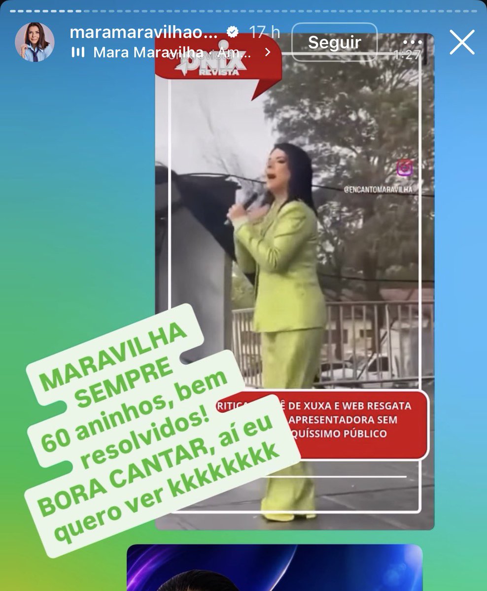 oiviti's tweet photo. a Mara Maravilha tá em mania por conta do sucesso estrondoso - algo que ela nunca chegou a experimentar - da turnê celebrativa da Xuxa 

é @MaraMaravilha, pra você sobrou os stories de Instagram mesmo

lotar estádio (mais de uma vez) é coisa de quem tem legado https://t.co/S0v27oMMMW